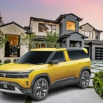 tata sierra image from yellow clour, tata sierra image in front of house,
