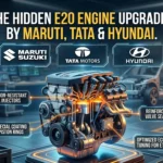 Alt Text: E20 engine hardware upgrades in Tata, Maruti Suzuki, and Hyundai cars showing corrosion-resistant fuel injectors, special coating piston rings, and reinforced valve seats